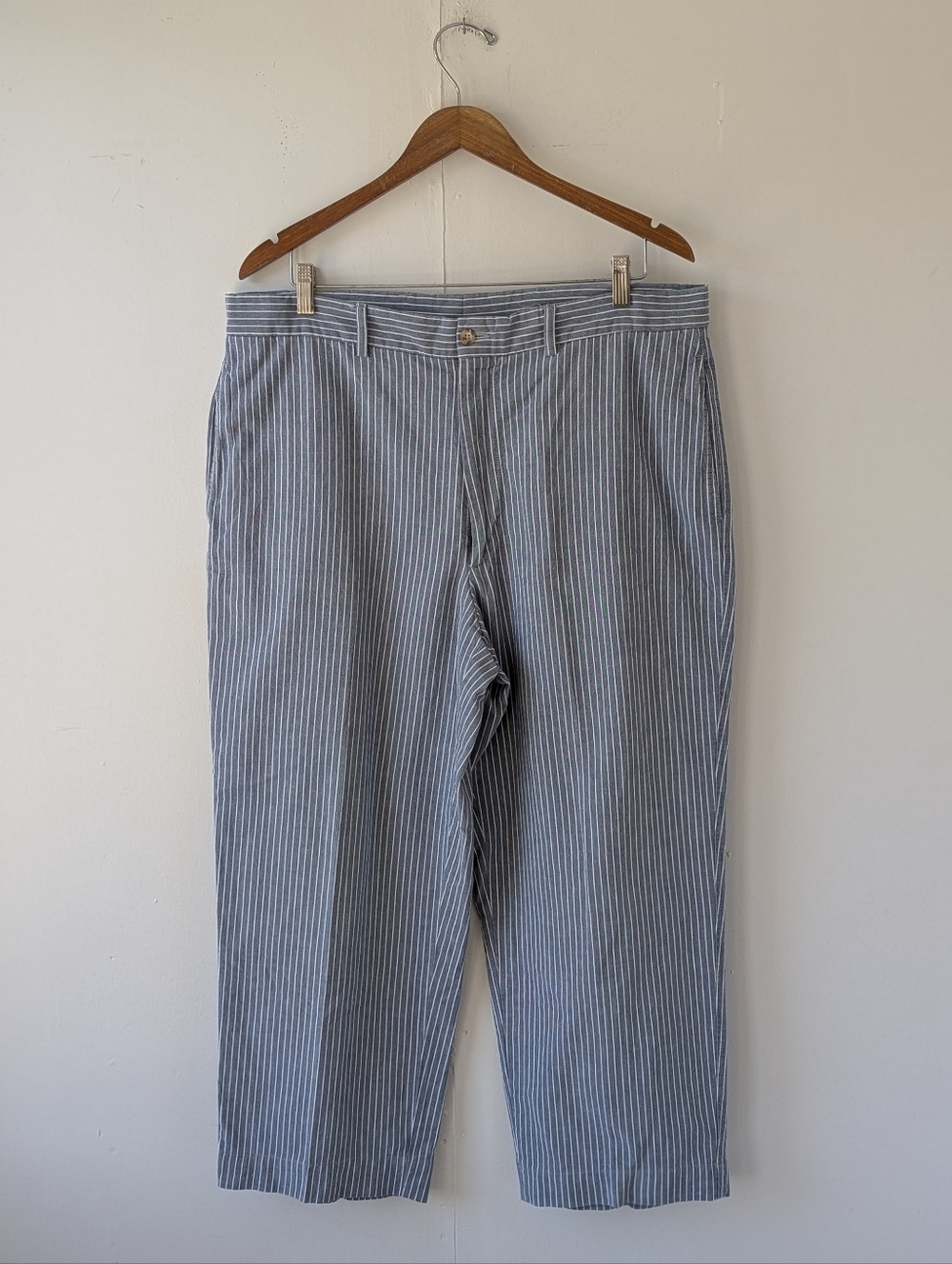Bullock & Jones Men's Summer Pinstripe Pants 100% Cotton Made in Italy Size 38
